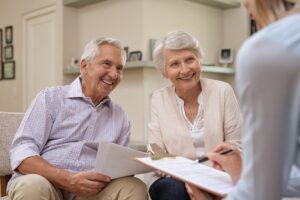 Senior couple meeting medicare agent