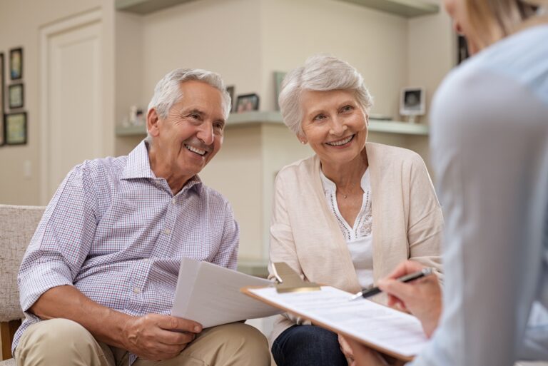 Senior couple meeting medicare agent